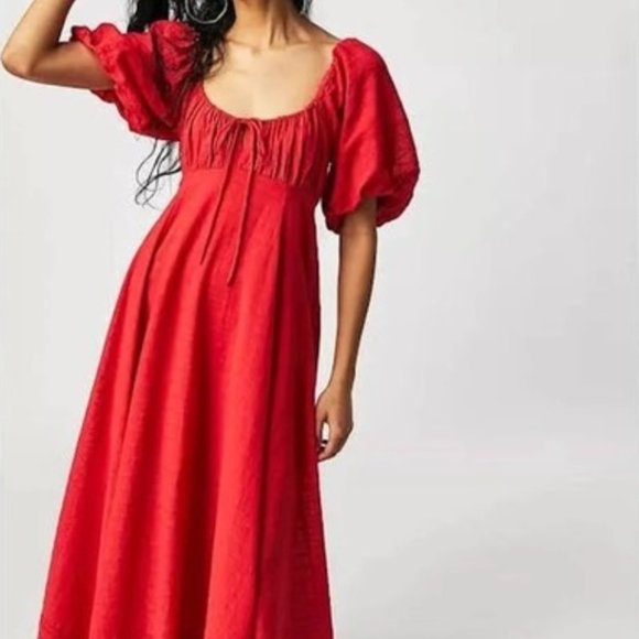 NWT Free People On My Level Maxi Dress in Atlas Red Size L - Picture 4 of 5